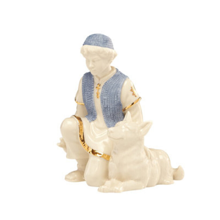First Blessing Nativity Shepherd Boy with Dog Figurine