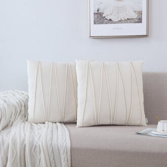 Pleated Square Polyester Velvet Pillow Cover