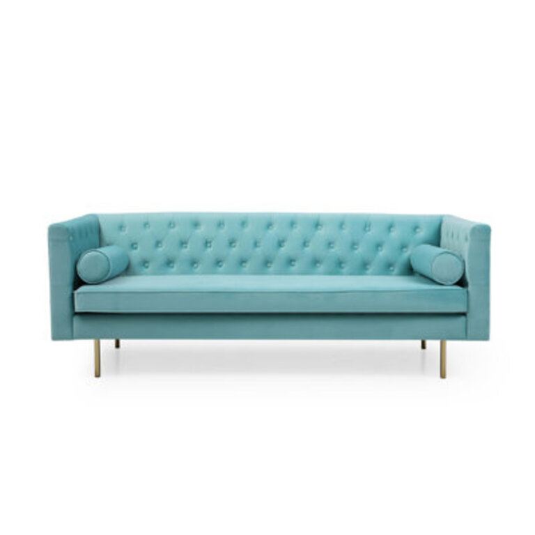 Dario 79 Velvet Rolled Arm Chesterfield Sofa with Reversible Cushions