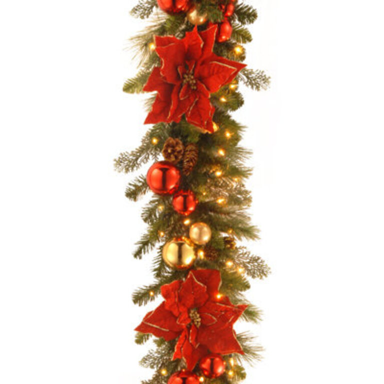 9 ft Decorative Collection Home for the Holidays Garland with Clear Lights