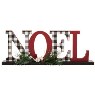 Christmas Wooden Plaid Noel Table Decor