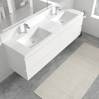Angela 72 inch Fully Assembled Double Floating Bathroom Vanity with Solid Surface Sink