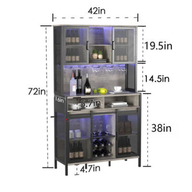 Haitam Industrial Bar with Wine Storage