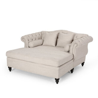 Lamm Tufted Upholstered Chaise Lounge with Rolled Arms and Nailhead Trim