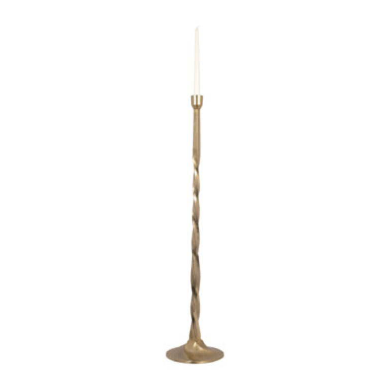 Metal Twisted Floor Taper Candleholder Gold Pillar