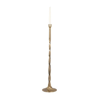 Metal Twisted Floor Taper Candleholder Gold Pillar