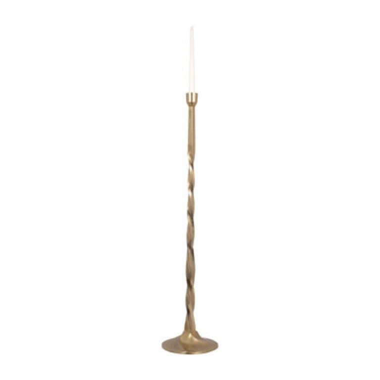 Metal Twisted Floor Taper Candleholder Gold Pillar