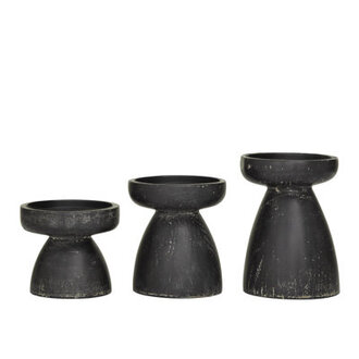 3 Piece Wood Tabletop Candlestick Set
