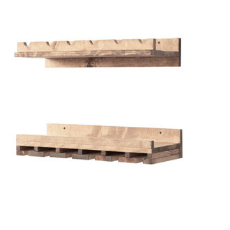 Blende Solid Wood Wall Mounted Wine Bottle  Glass Rack