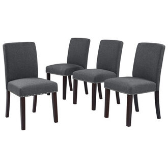 Upton Cheyney Upholstered Textured Linen Parsons Chairs with Nailhead Trim