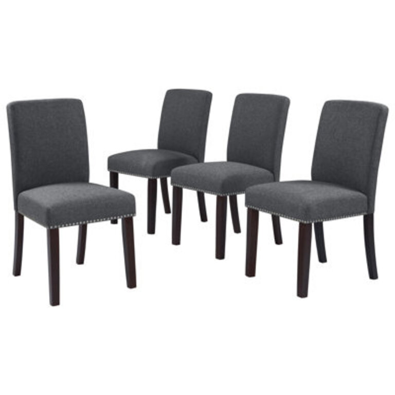 Upton Cheyney Upholstered Textured Linen Parsons Chairs with Nailhead Trim