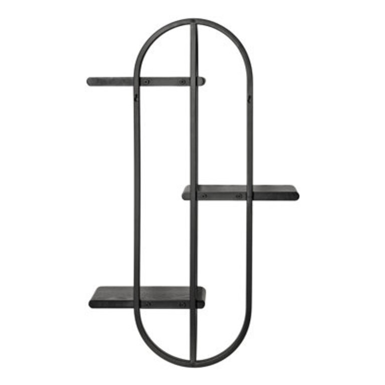 Tiered Metal and Wood Wall Shelf