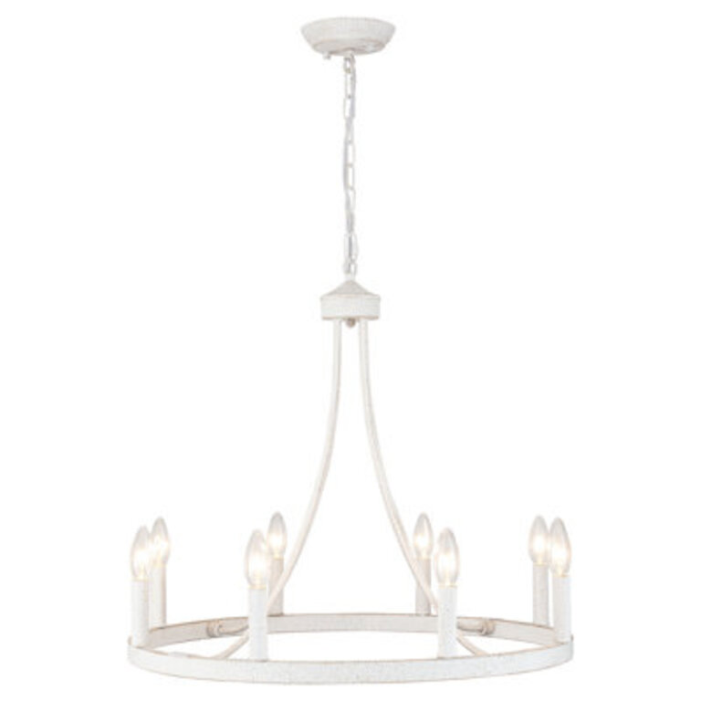 Gracie Oaks 2362 Farmhouse Chandelier 8 Lights Wagon Wheel Chandelier Round Rustic Foyer Chandeliers For Barn Kitchen Island Entry Living Room