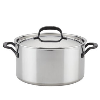 Kitchenaid 5-Ply Clad Stainless Steel Stockpot With Lid 8-Quart Polished Stainless Steel
