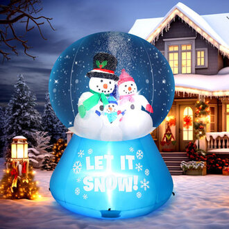 59 Ft  Crystal Ball With Snowman Christmas Inflatable Decoration