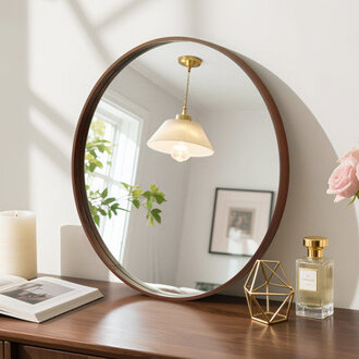 Karrina Accent Wood Round Mirror