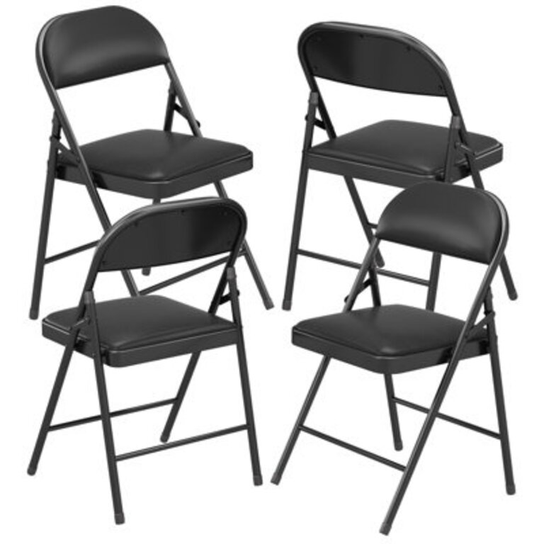 Zev Folding Chair Set Vinyl Padded 4 Pack Comfortable Experience Easy Storage