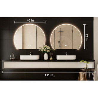 Arto Arch Lighted Backlit Bathroom Vanity Mirror Anti Fog Dimmable 3 Color Adjustable Wall Mirror