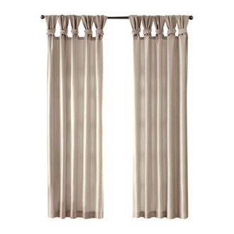 Rivau Faux Silk Lined Twist Tab Single Window Curtain Panel with Privacy Lining Room Darkening