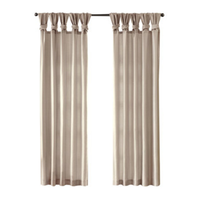 Rivau Faux Silk Lined Twist Tab Single Window Curtain Panel with Privacy Lining Room Darkening