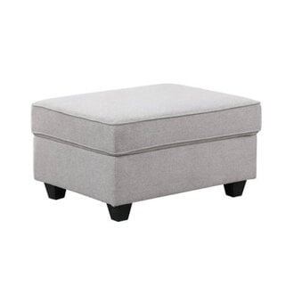 Leo Light Gray Linen Ottoman