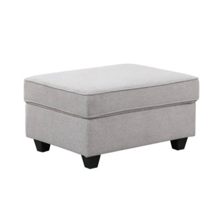 Leo Light Gray Linen Ottoman