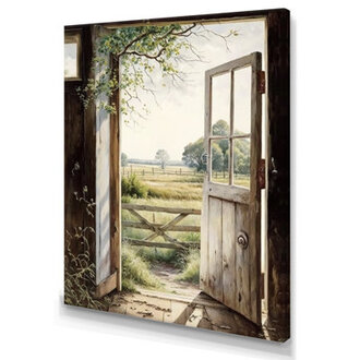 View From A Cottage Country Door II - Farm Landscape Wall Art