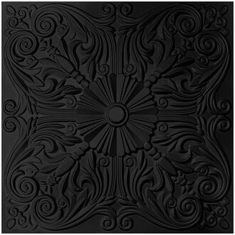 Art3d Decorative Ceiling Tile 2x2 Glue up Lay in Ceiling Tile 24x24 Pack of 12pcs Spanish Floral in Matt White
