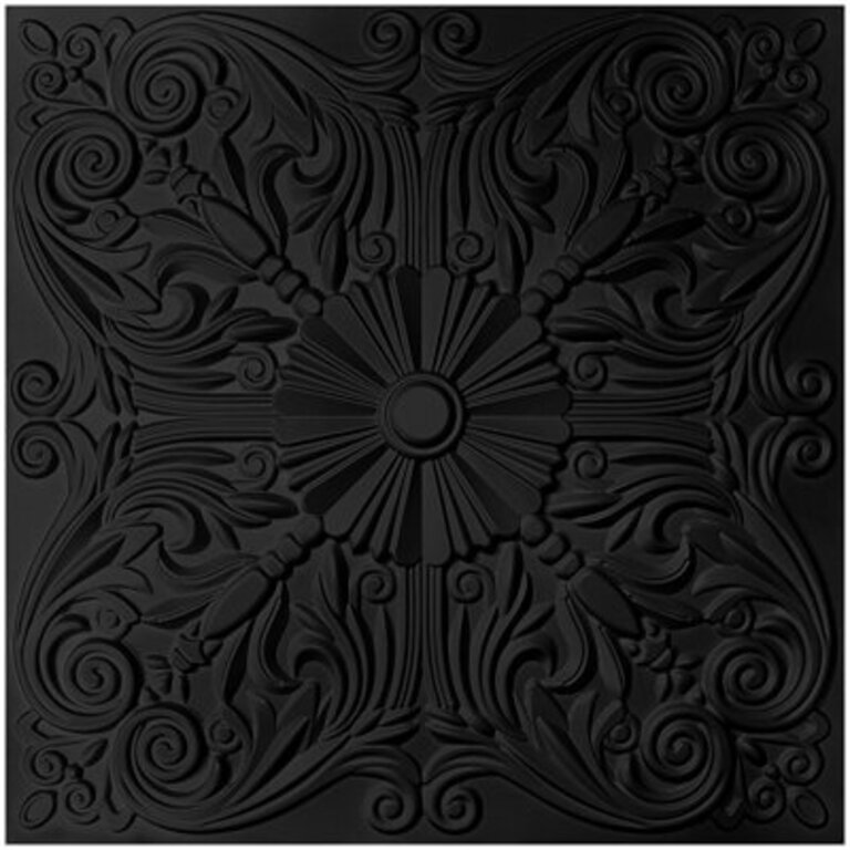 Art3d Decorative Ceiling Tile 2x2 Glue up Lay in Ceiling Tile 24x24 Pack of 12pcs Spanish Floral in Matt White