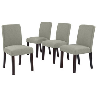 Upton Cheyney Upholstered Textured Linen Parsons Chairs with Nailhead Trim
