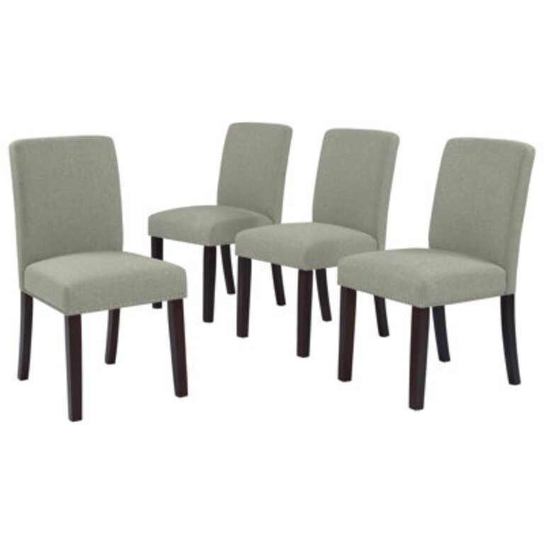 Upton Cheyney Upholstered Textured Linen Parsons Chairs with Nailhead Trim