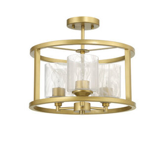 Melstone 3-Light Steel Dimmable Milk Glass Semi Flush Mount Fixture Finish: Brass Glitter
