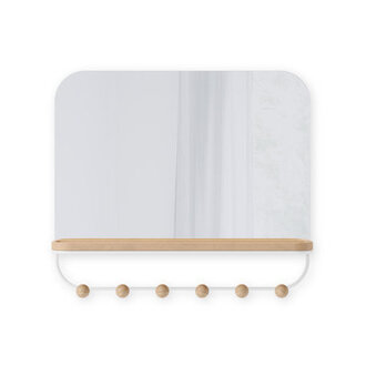 ESTIQUE MIRROR W  HOOKS  WHITE