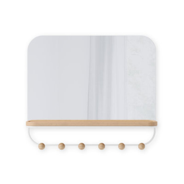 ESTIQUE MIRROR W  HOOKS  WHITE