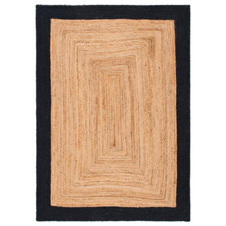 Middleton Striped Handmade Flatweave JuteCotton BeigeBlack Area Rug