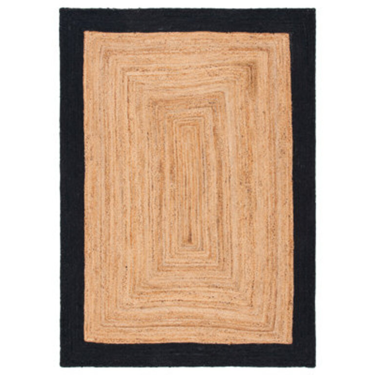 Middleton Striped Handmade Flatweave JuteCotton BeigeBlack Area Rug