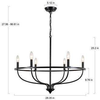 Averion 6 - Light Dimmable Wagon Wheel Chandelier