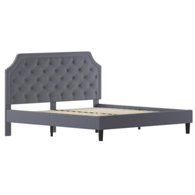 Aluino Arched Button Tufted Upholstered Platform Bed Frame - No Box Spring Required