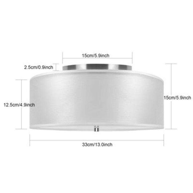 Deontee 13 3 - Light White Fabric Linen Flush Mount