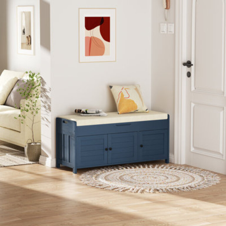 435 Entryway Bench with Hidden Shoe Storage and Cushion