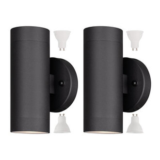 Adeele 8 Modern Outdoor Wall Light In 2 Lights With 2 5W Led Gu10 Replaceable Bulbs