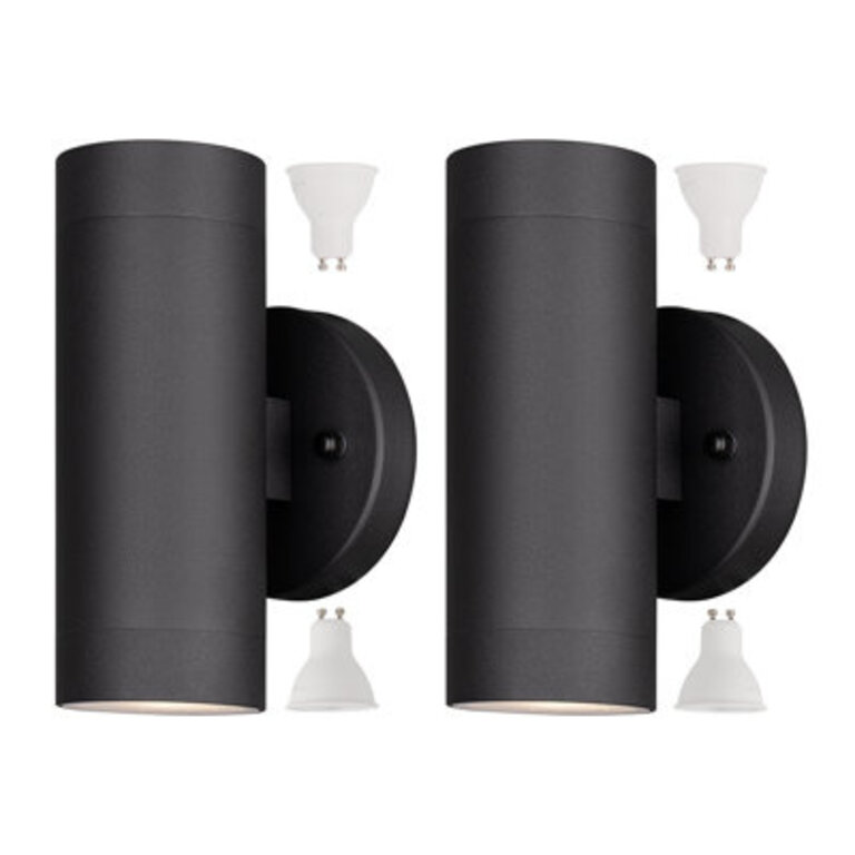 Adeele 8 Modern Outdoor Wall Light In 2 Lights With 2 5W Led Gu10 Replaceable Bulbs