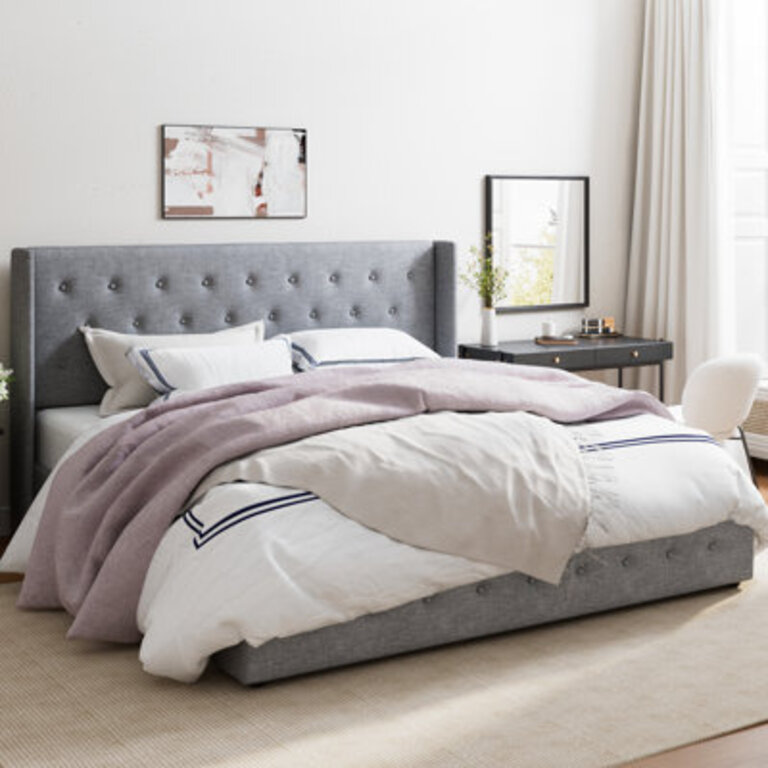 Albertien Lift Up Wingback Upholstered Platform Bed