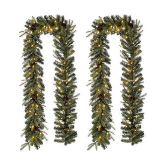 Soperton 9ft Greenery Christmas Garland With Lights