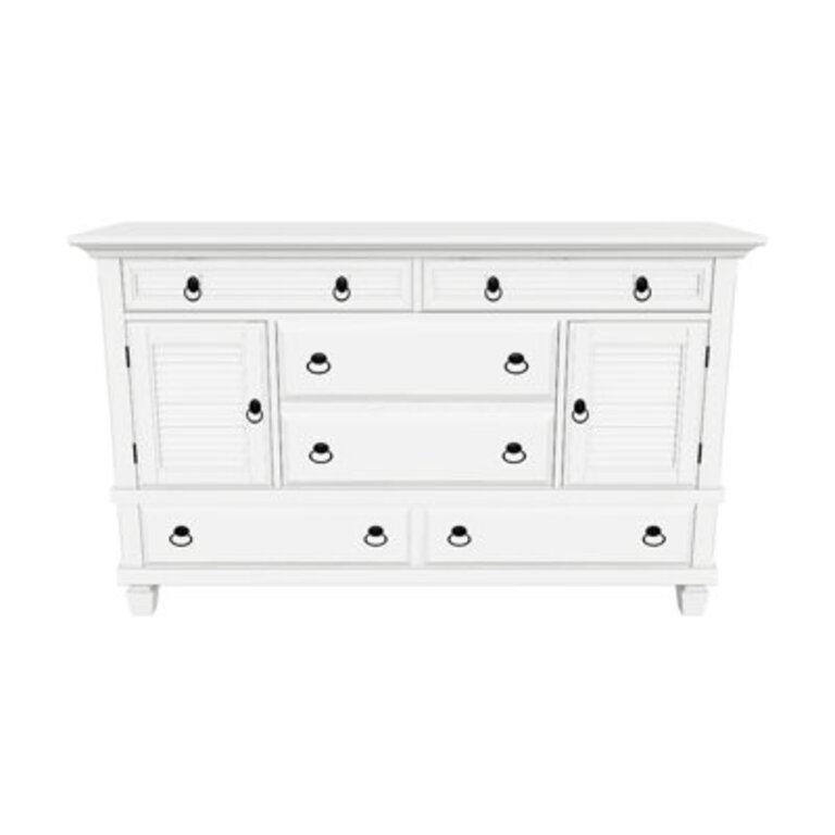 Gleda 6 Drawer Dresser w2 Cabinets White