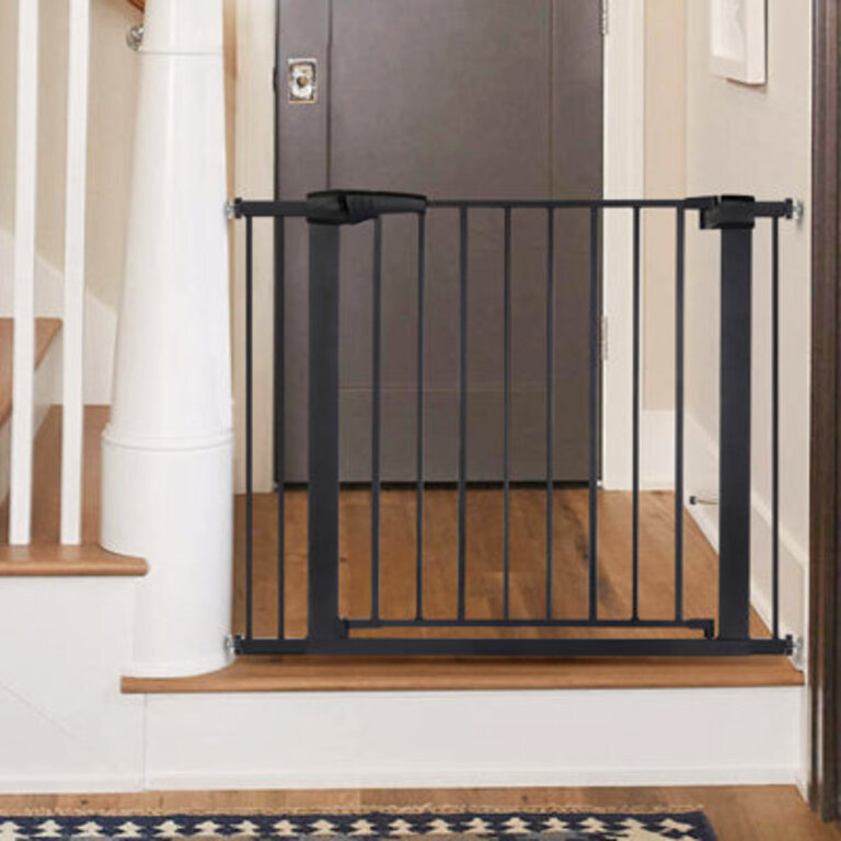 295-405Wide Metal Auto Close Baby Safety Gate Pressure Mounted Walk Thru Pet Gates