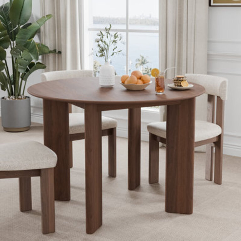 30H Round Wood Dining Table Kitchen Table with 4 Legs