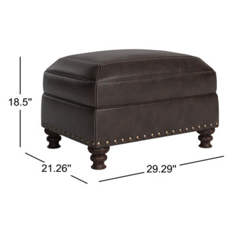 Ellard Top Grain Genuine Leather Ottoman