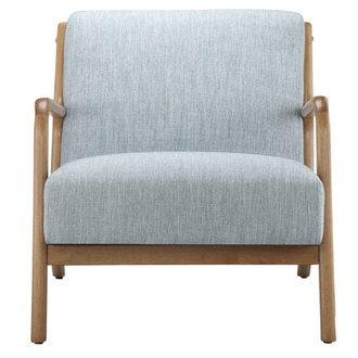Novak Upholstered Mid-Century Armchair with Wood Arms and Frame