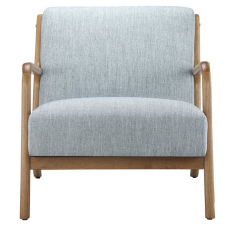 Novak Upholstered Mid-Century Armchair with Wood Arms and Frame